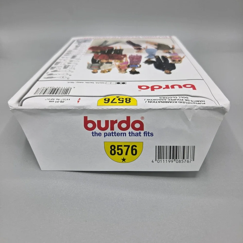 Burda 8576 Doll Clothes Sewing Pattern 11.5-12 Inch Fashion Dolls Barbie Ken